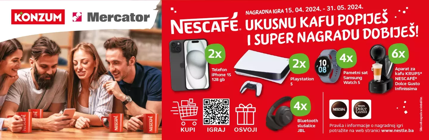 Nagradna igra „NESCAFÉ ukusnu kafu popiješ i super nagrade dobiješ!“