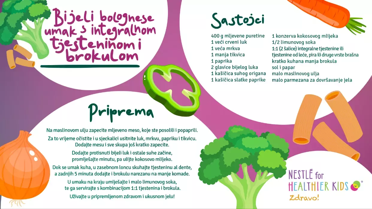 Nestlé recept – Bijeli bolognese umak s brokulom