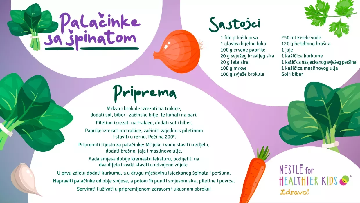 Nestlé recept - Palačinke sa špinatom